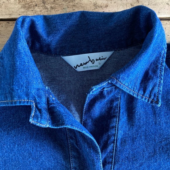 Vintage Belle Maison jeans utility shirt half button size Small 100% cotton - Picture 7 of 9
